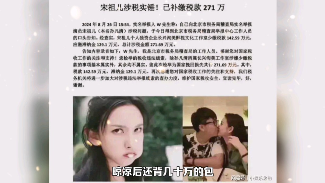 震惊我了!宋祖儿偷税实锤!五年挣3.17亿,晾凉后还背几十万的包哔哩哔哩bilibili