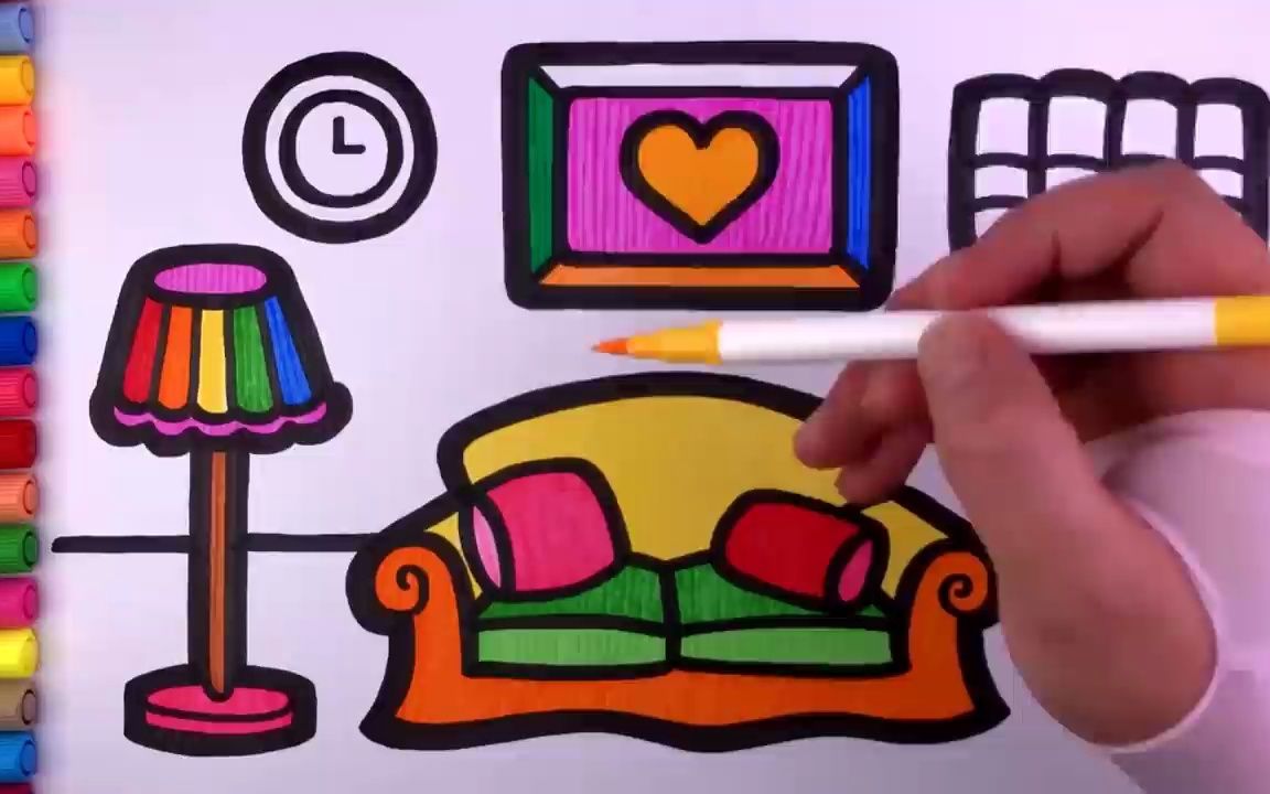 沙发简笔画彩色 儿童图片
