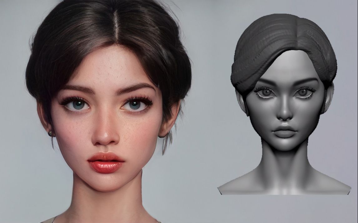 【每日一遍,建模小技巧】欧美风格化小姐姐模型制作,zb细节雕刻!