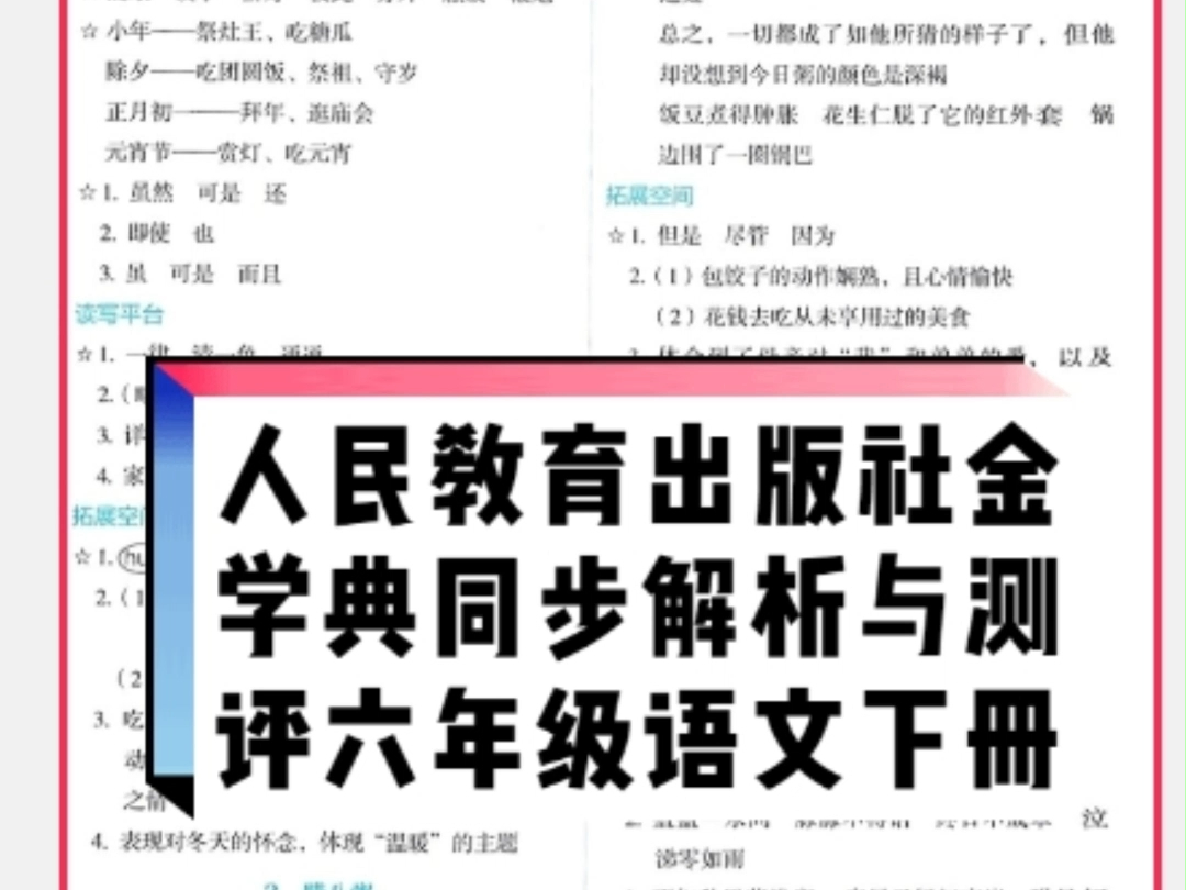 人民教育出版社2024年春人教金学典同步解析与测评六年级语文下册人教版参考答案哔哩哔哩bilibili