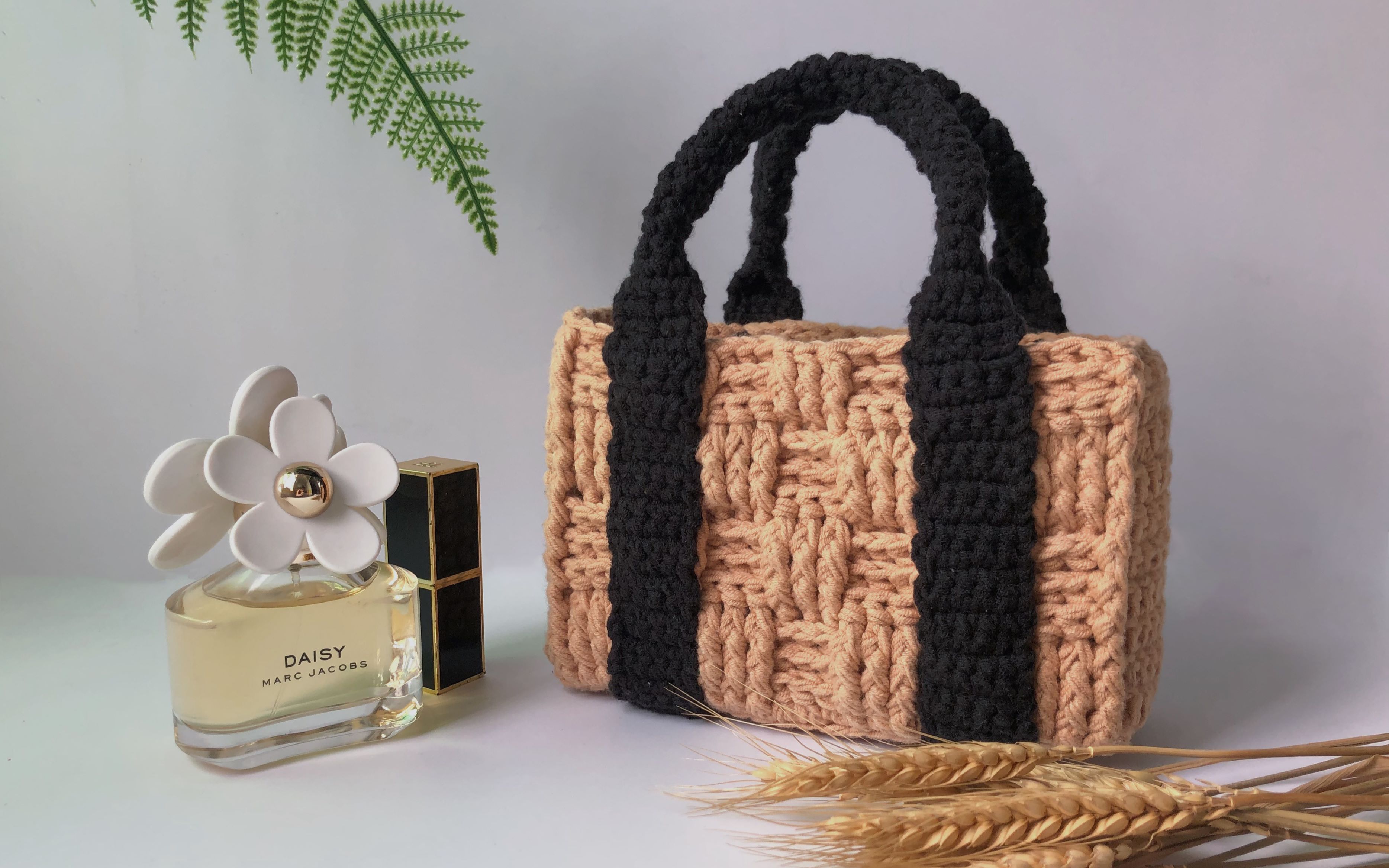 钩针编织草编风手提包包
