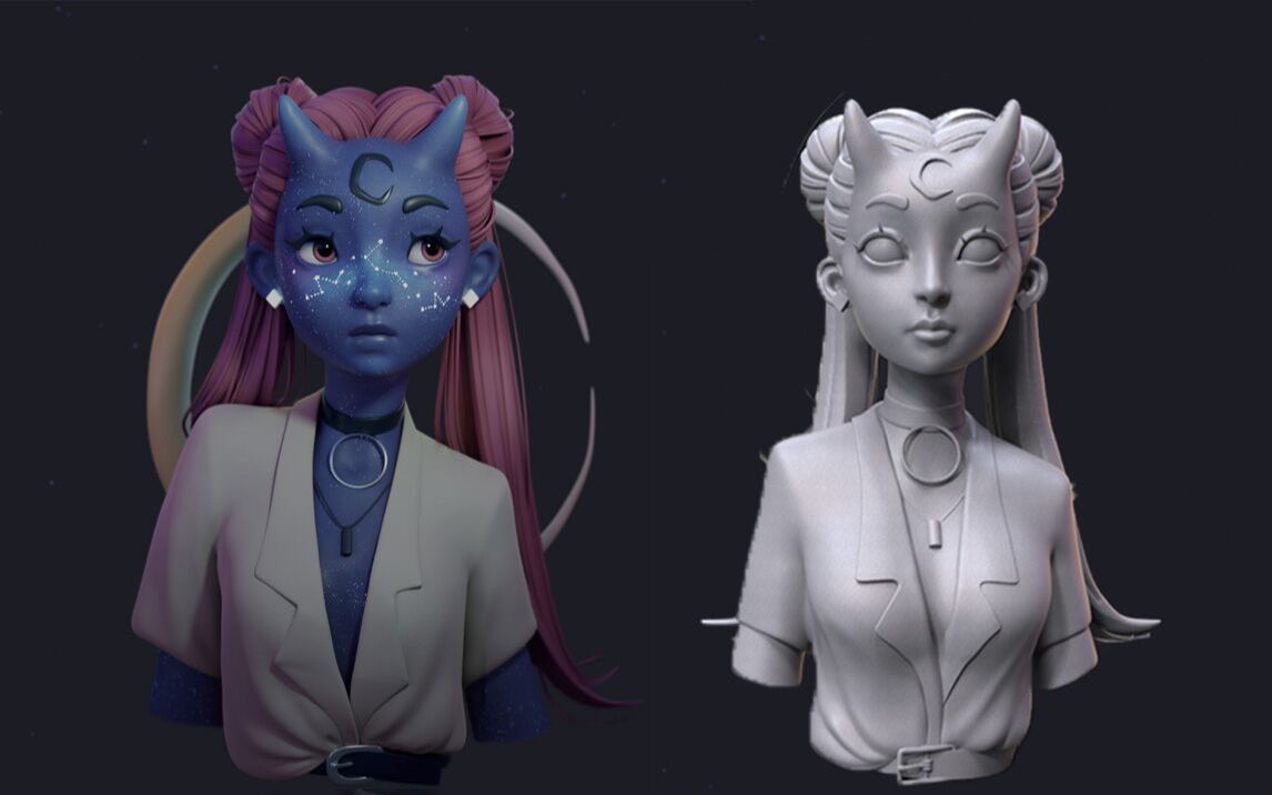 【zbrush】蓝精灵女性角色雕刻哔哩哔哩bilibili