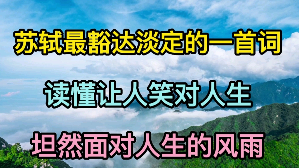 苏轼最豁达淡定一首诗,读懂让人笑对人生,坦然面对人生的风雨坎坷!哔哩哔哩bilibili