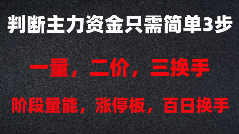 [图]判断主力资金只需要简单的3步！ 看完这个视频给你答案！