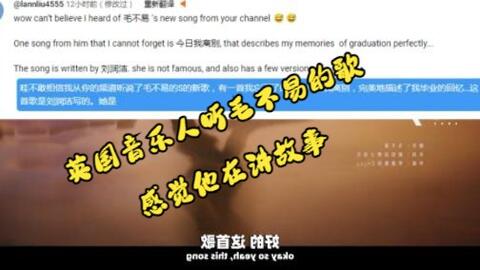 油管网友热评英国音乐人Joe,第一次听毛不易的歌《舟》，感觉他在讲故事