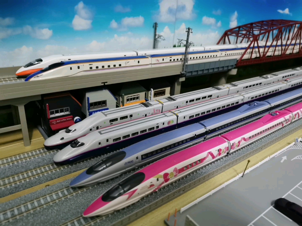 n比例火车模型,新干线e2,e4,e7朱鹭色