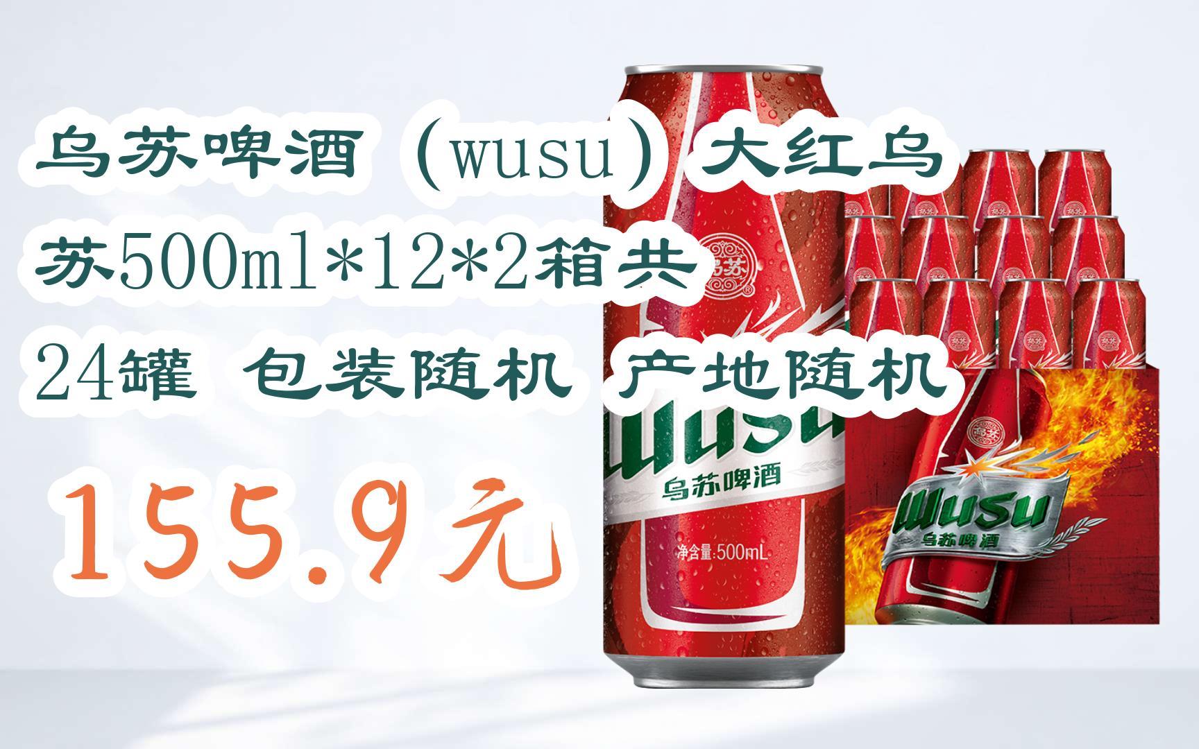 【双11福利】乌苏啤酒(wusu)大红乌苏500ml*12*2箱共24罐 包装随机