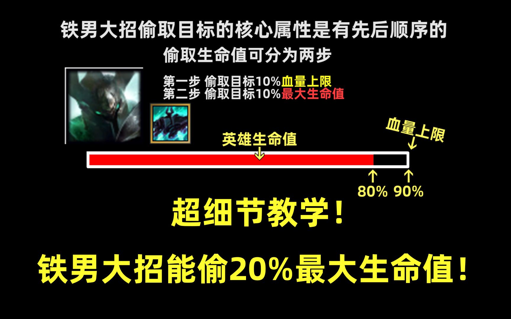 铁男超细节教学:大招竟然能造成20%最大生命值伤害!哔哩哔哩bilibili