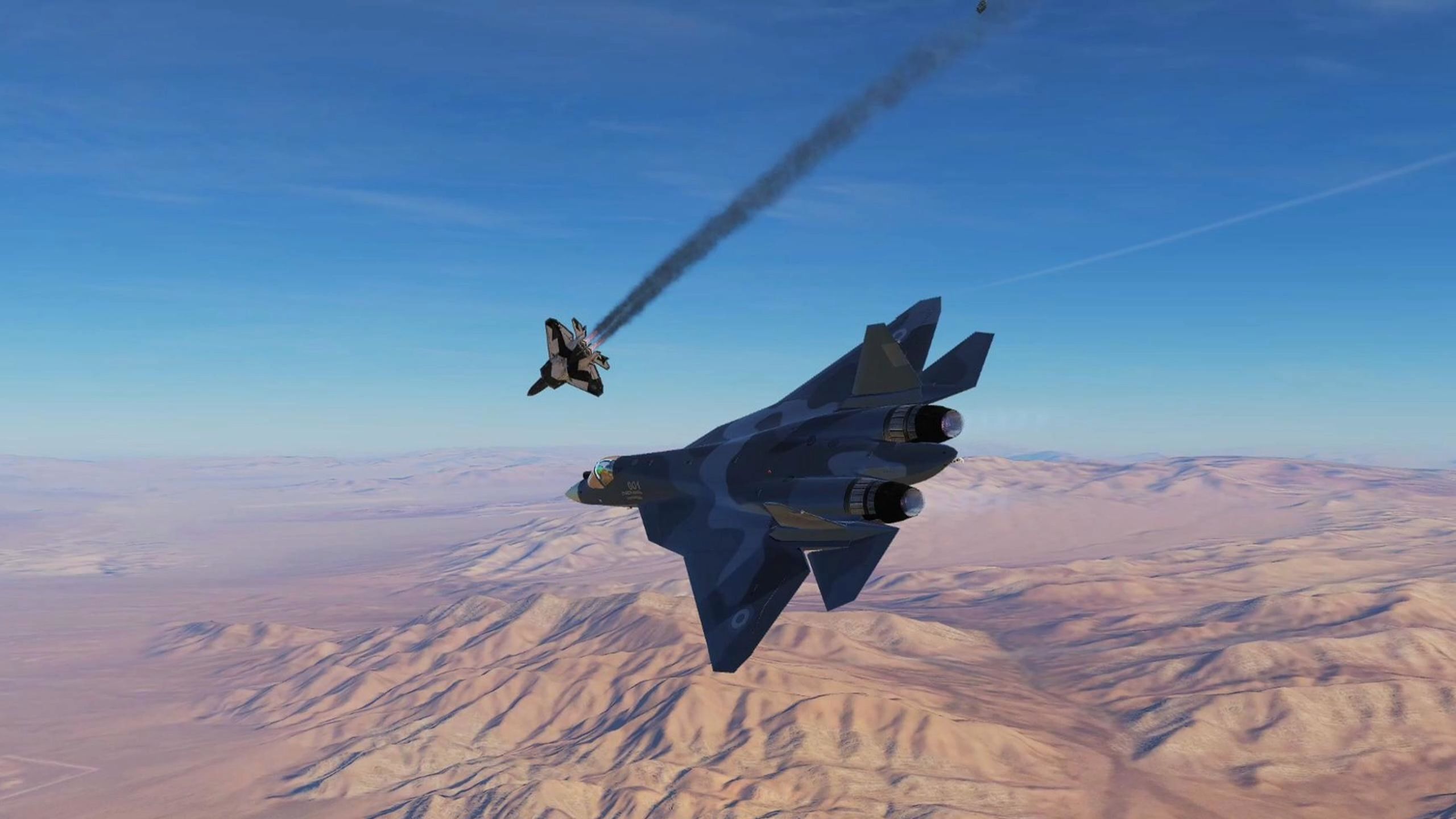 dcsworld模拟美f22和苏57战斗机狗斗