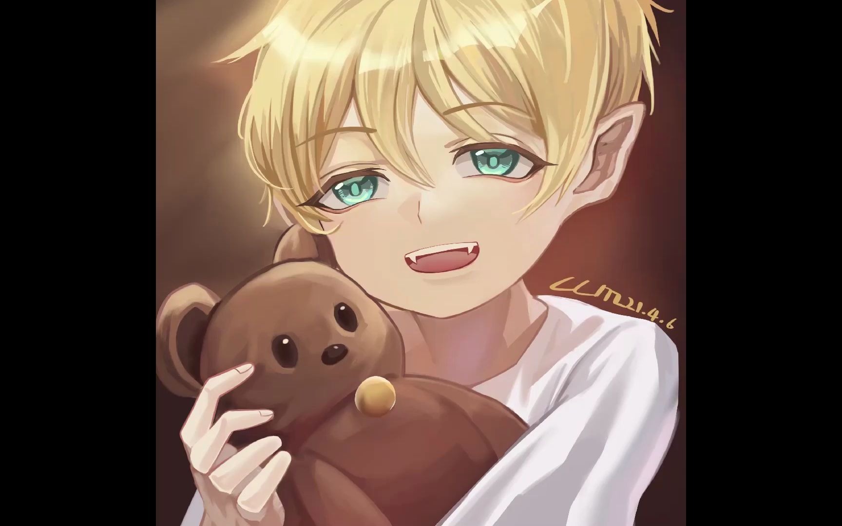 【procreate】金发混血男孩与它的小熊