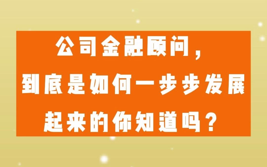 [图]公司金融顾问，到底是如何一步步发展起来的你知道吗？