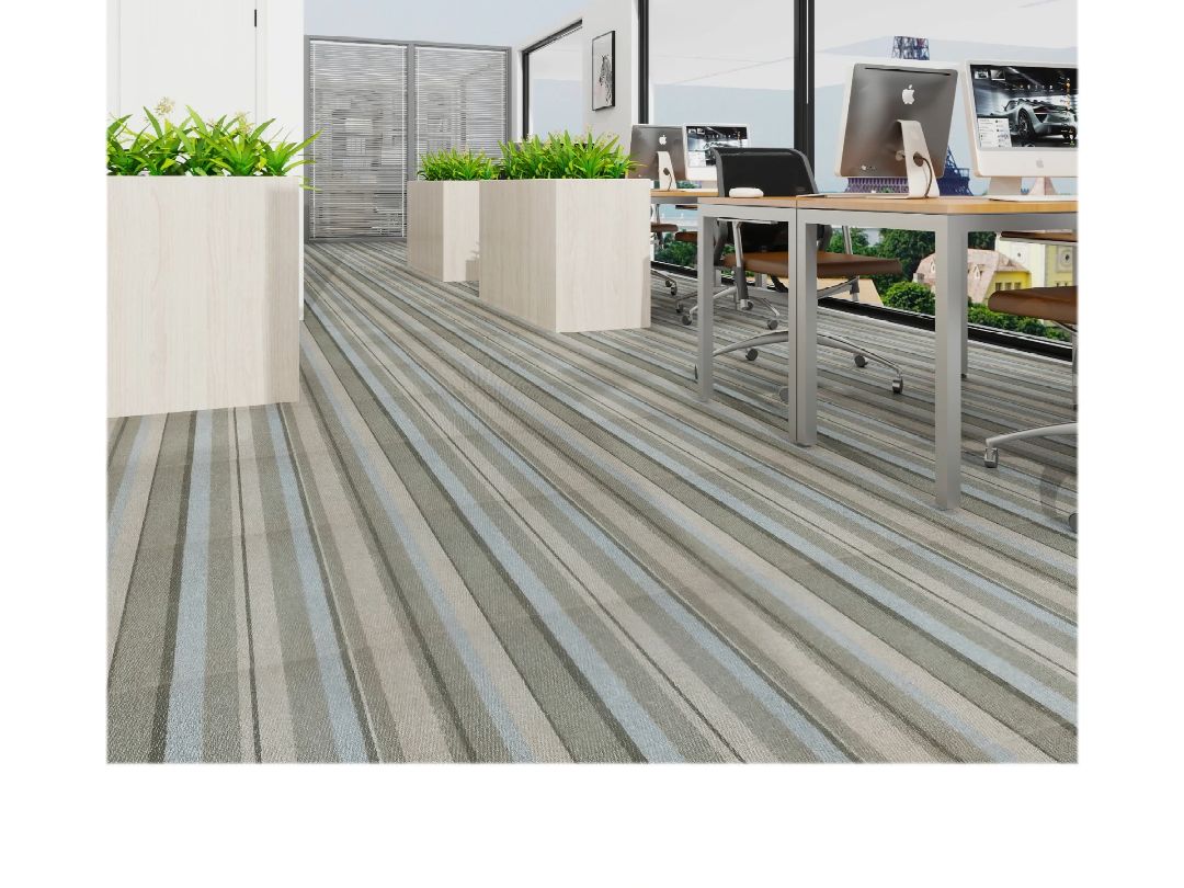 地毯式地砖商业场景设计仿地毯瓷砖600x600条纹防滑地砖卧室布纹瓷砖