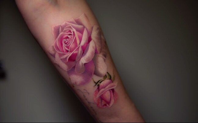 写实玫瑰刺青tattoo