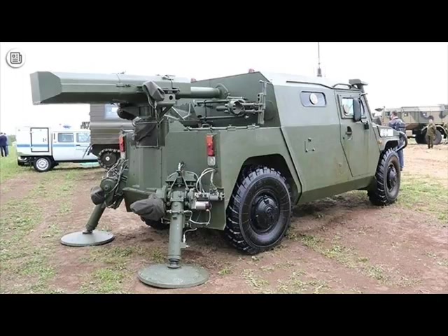 由虎式装甲车改装的俄罗斯自动供弹迫击炮2c12a迫击炮