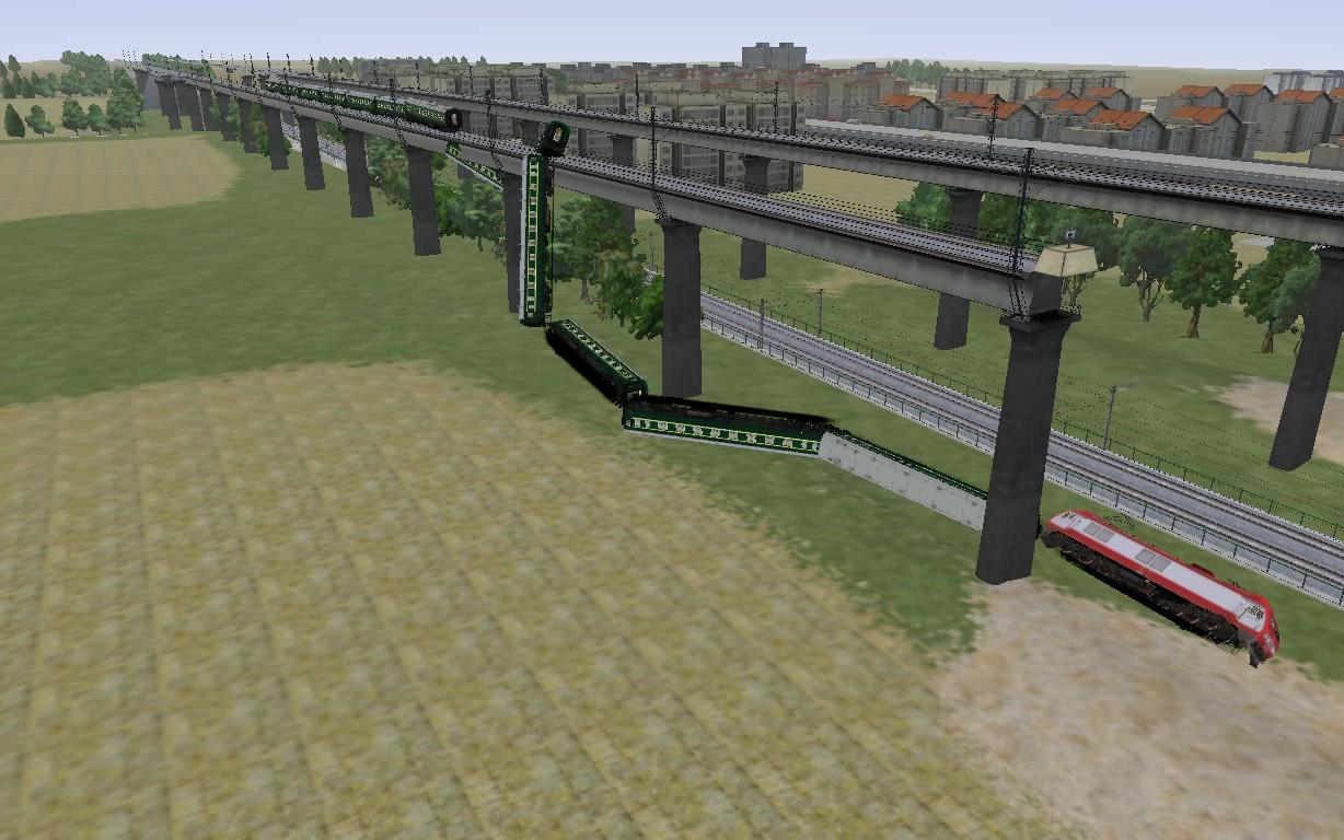 模拟火车绿皮车脱轨事故