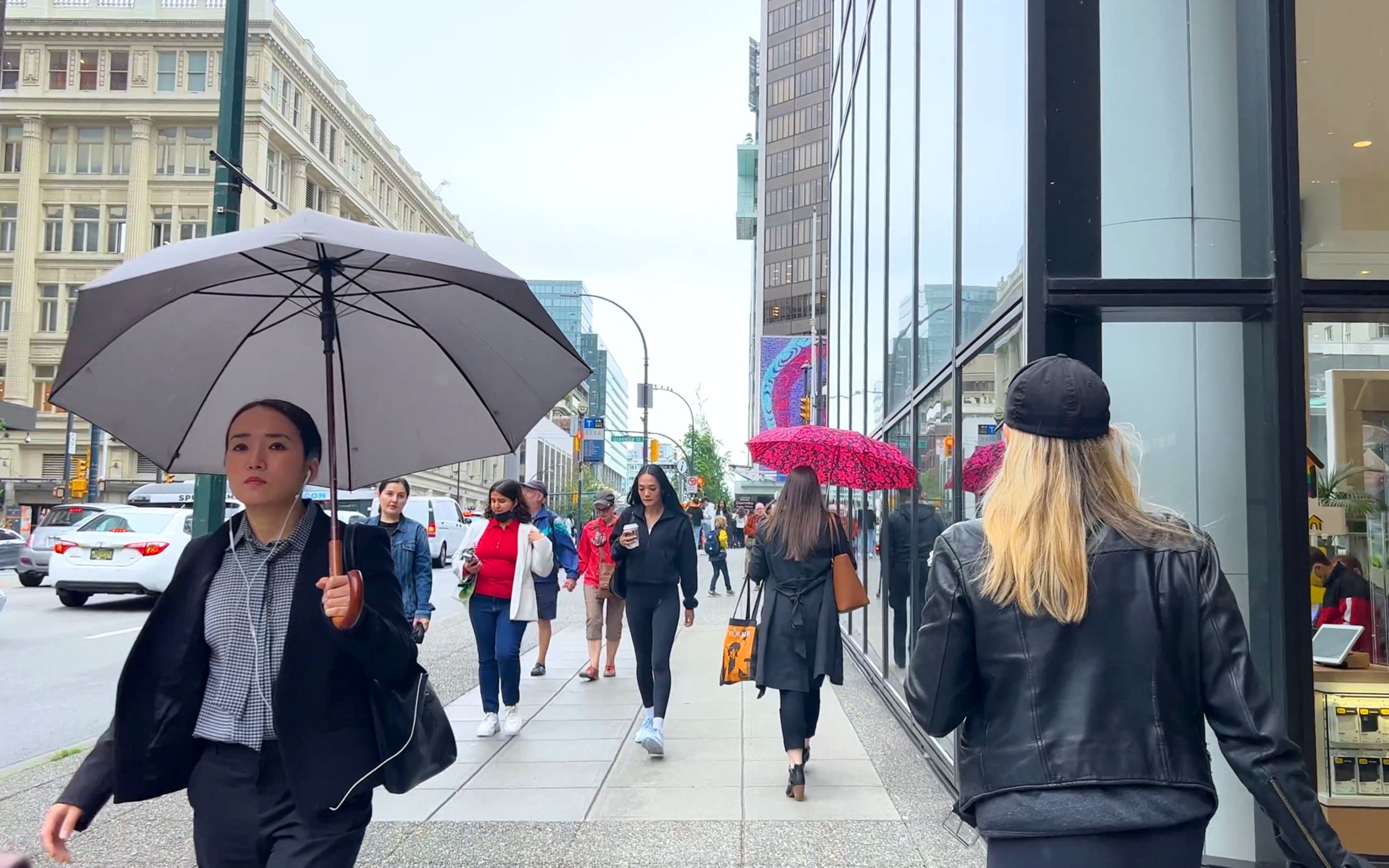 【4k】温哥华市中心1小时散步,加拿大街景【第一视角】