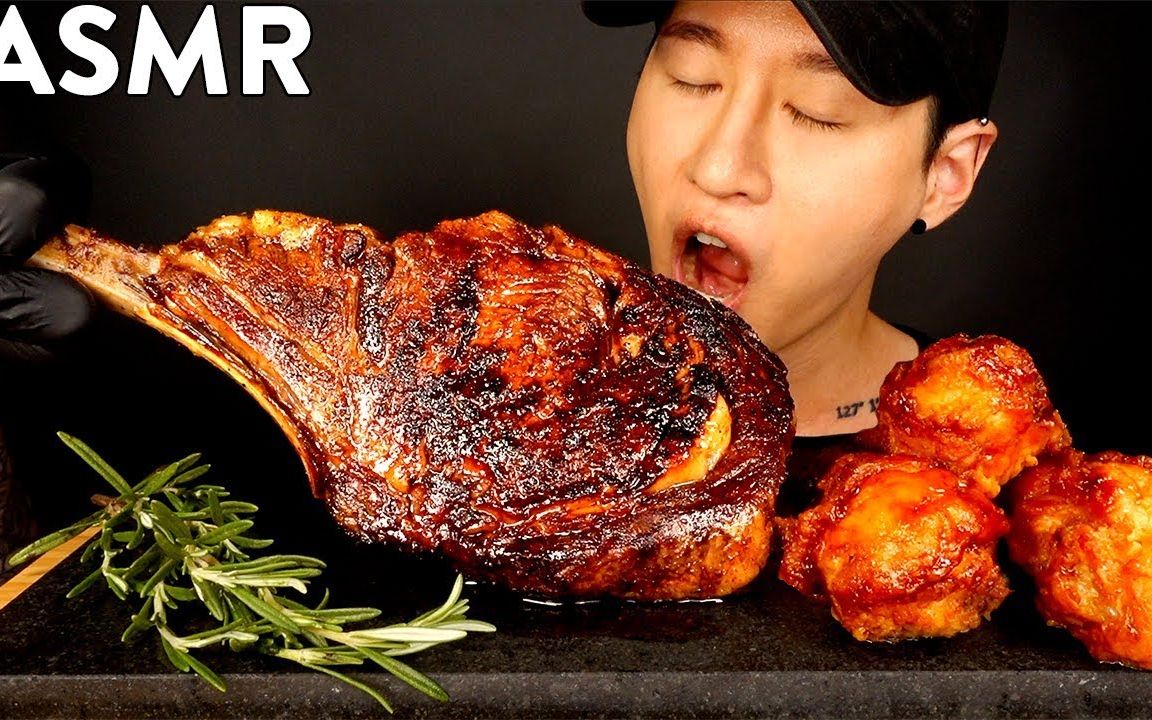 【zachchoi】超大块哔哔q战斧牛排 酱烤鸡腿|tomahawk steak bbq