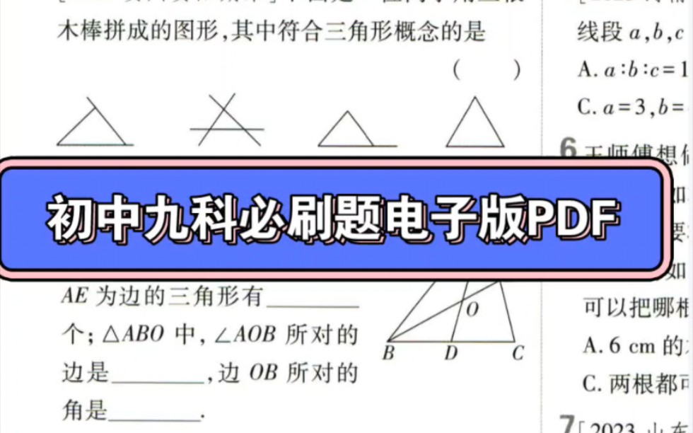 [图]2024年初中九科必刷题电子版PDF免费分享领取23年22年初一初二初三学生语文数学英语物理化学生物地理历史