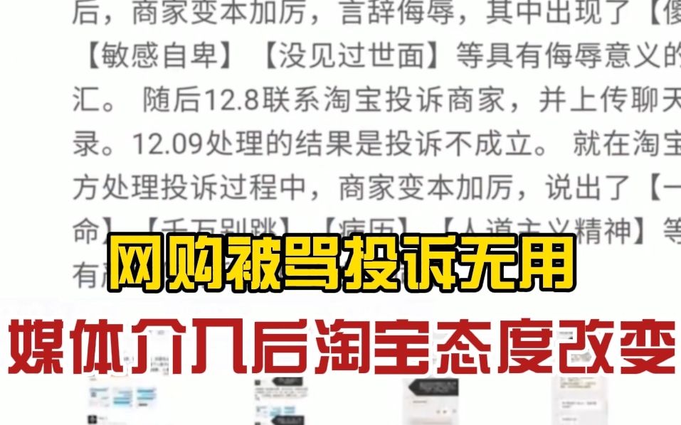 淘宝的两幅面孔?网购被辱骂顾客投诉未获支持,媒体介入后淘宝客服态度改变哔哩哔哩bilibili