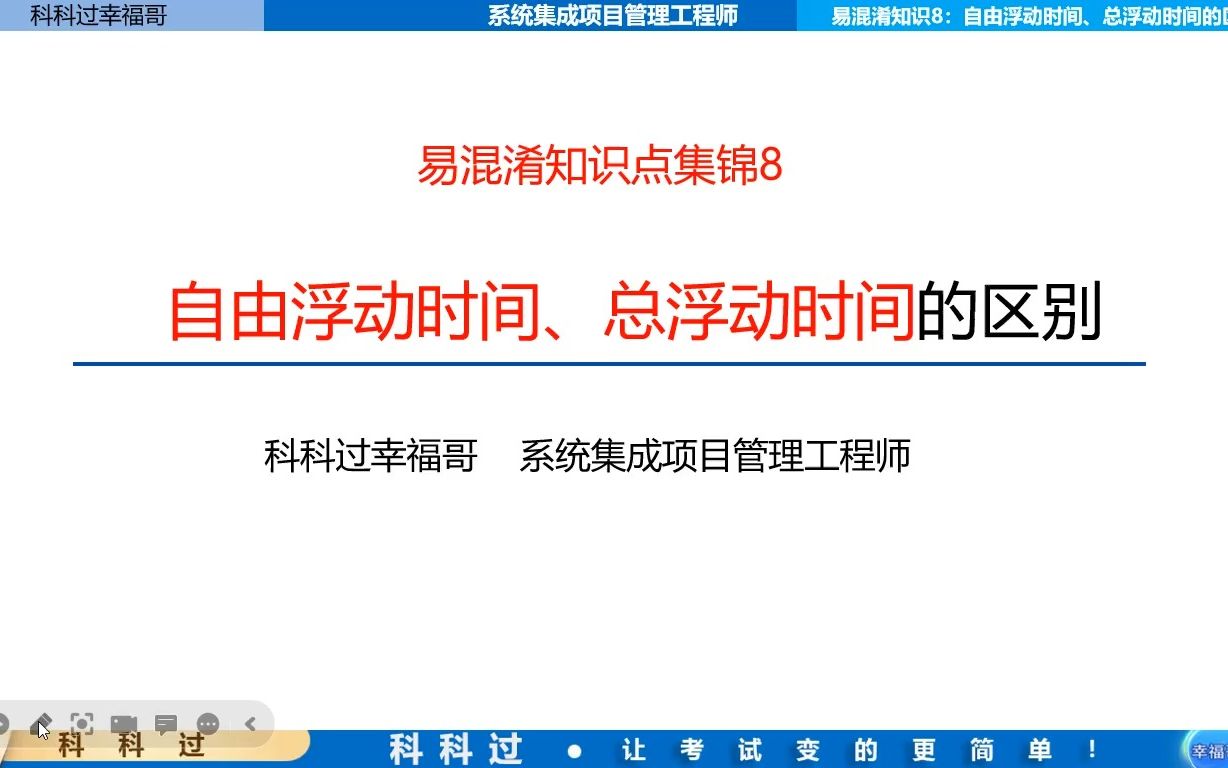 [图]【中级】易混淆考点锦集8：自由浮动时间、总浮动时间的区别