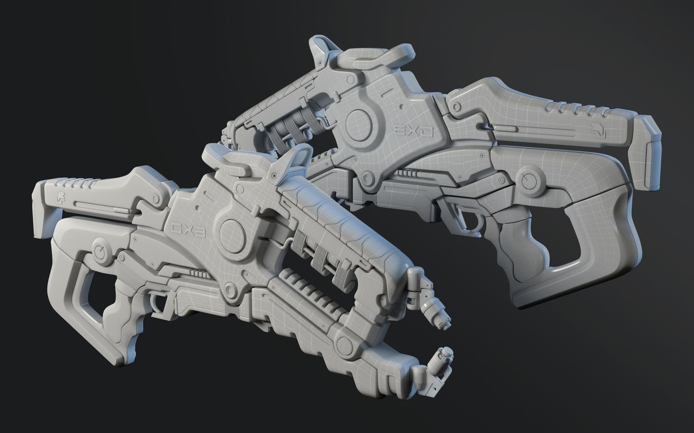 次世代机械手枪制作,游戏场景道具教学,maya游戏建模