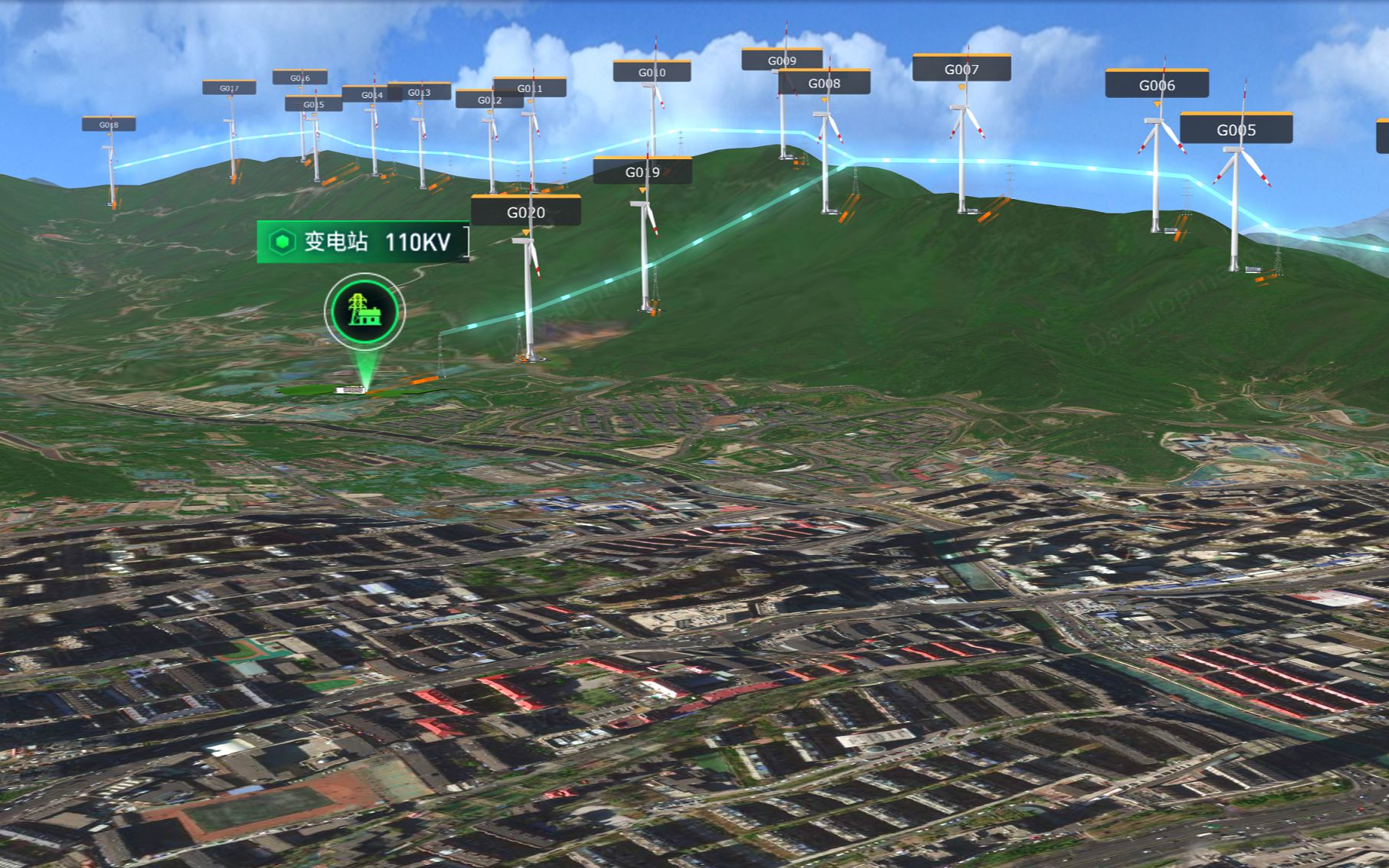 1小时搭建山地智慧风电场景,一键生成3D地形地貌哔哩哔哩bilibili