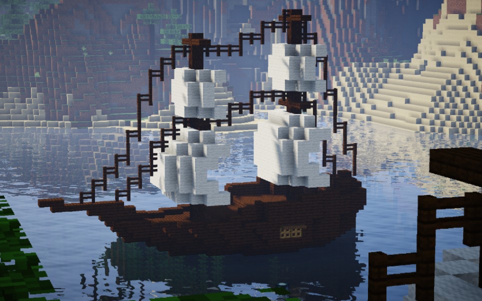 【minecraft】教你如何建造中世纪的双桅帆船_哔哩哔哩 (゜-゜)つロ