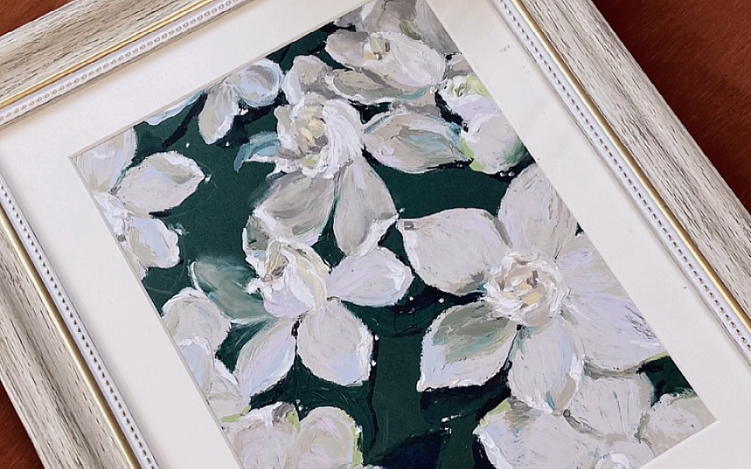 栀子花|油画棒绘画过程