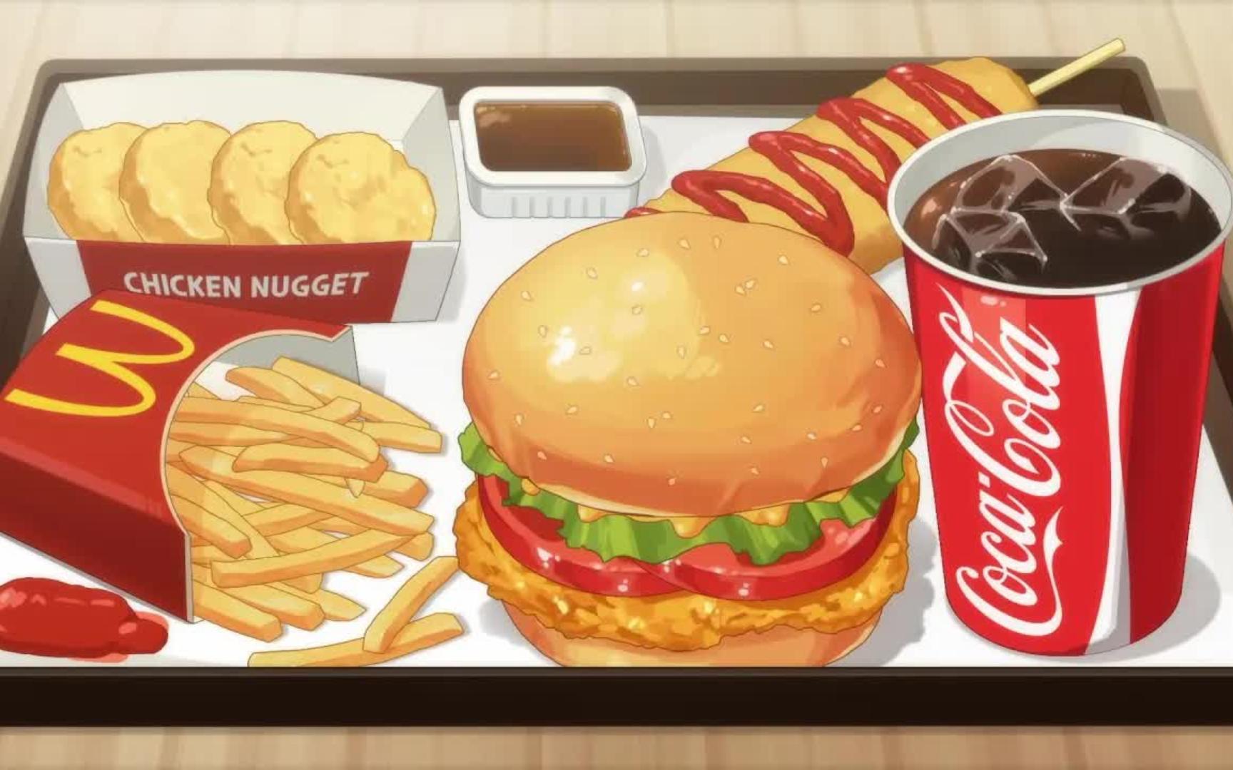 【Fooni】动漫吃播 美式快餐 fast food animation mukbang哔哩哔哩bilibili