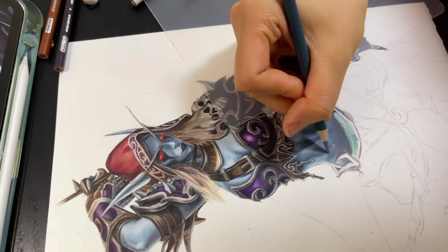 彩铅手绘-魔兽世界-希尔瓦娜斯·风行者