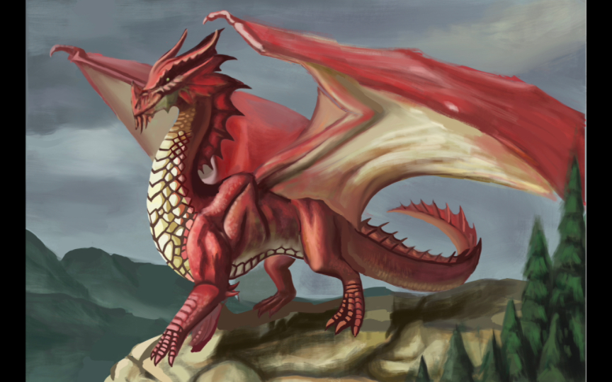 以前临摹的一条红龙(板绘)