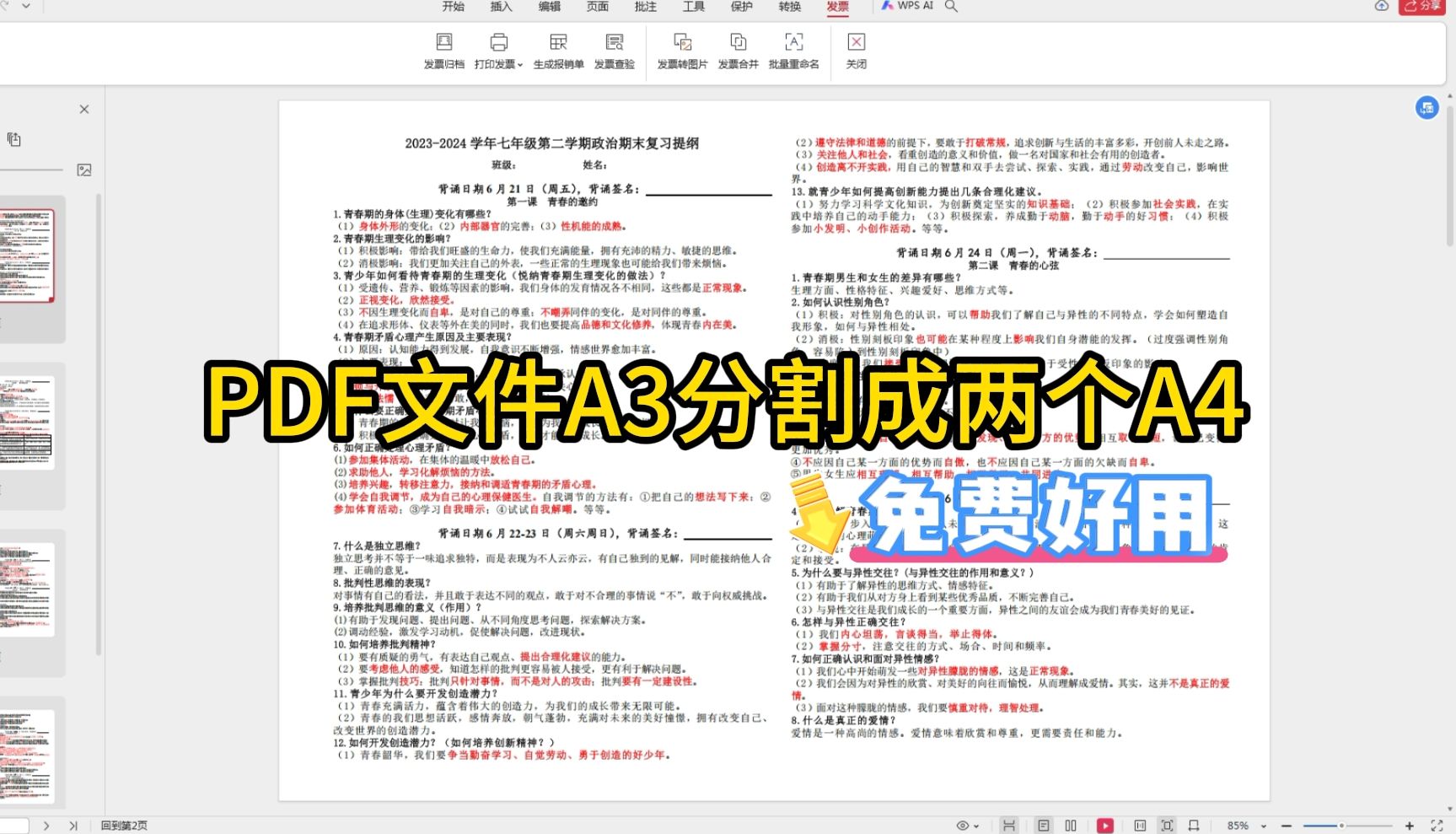 如何将Pdf文件由A3分割成两个A4?一个免费工具搞定哔哩哔哩bilibili