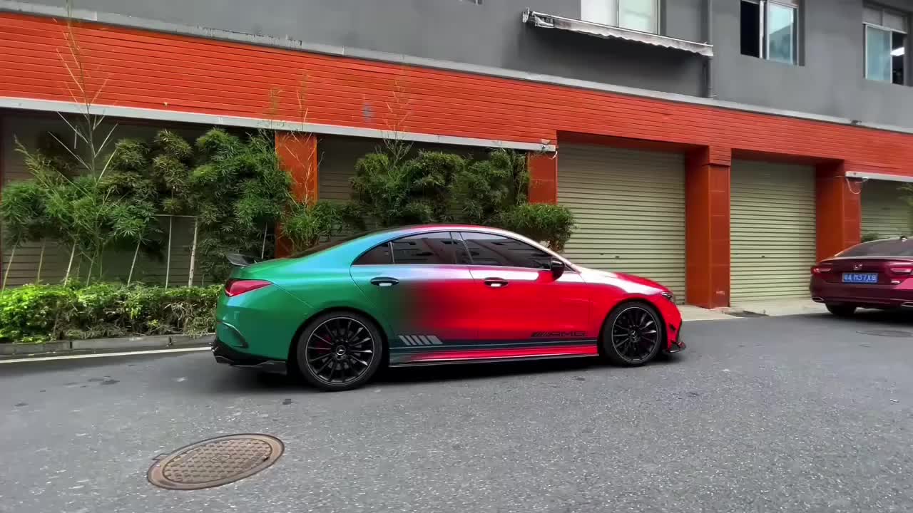 奔驰amg-gwf改色膜 拉花搭配梦幻红绿渐变涂装!