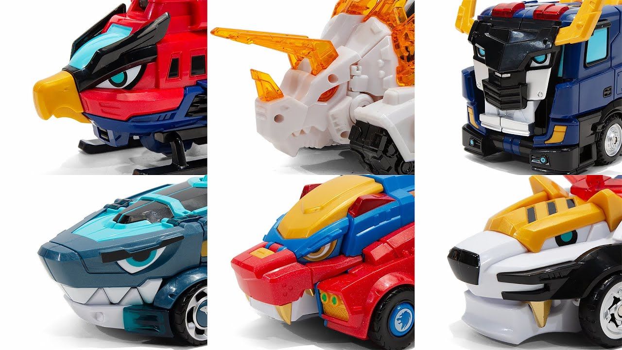 全新迷你特工队变形汽车玩具开箱:6款玩具车变身4个机器人
