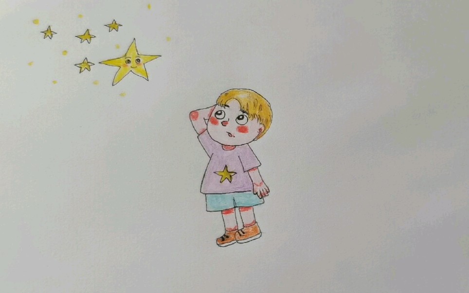 【手绘】仰望星空的小孩,手绘插画教程