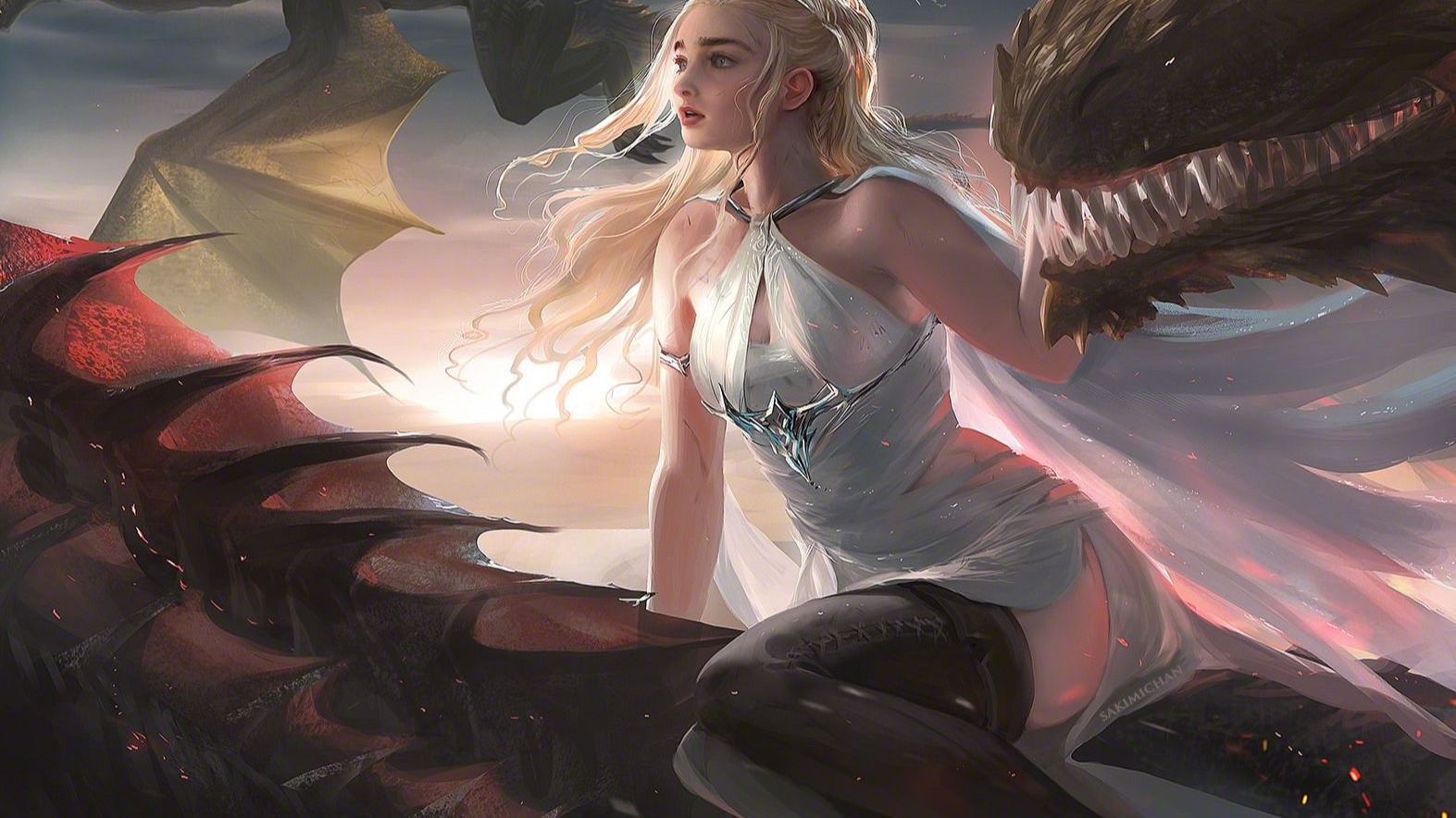 sakimichan绘画过程 第四十七期 权力的游戏龙妈