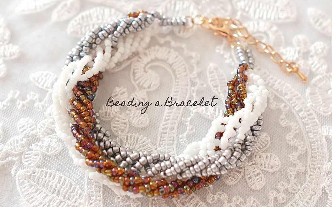 串珠教程-三螺旋编珠手链(材料尺寸见简介)