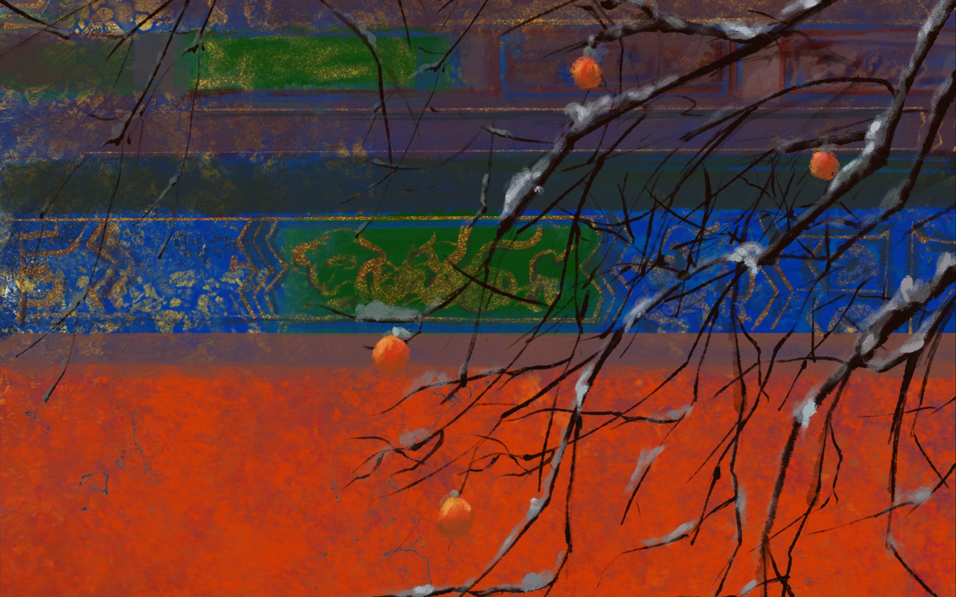 【ipad绘画】procreate故宫雪景绘画过程 柿柿如意