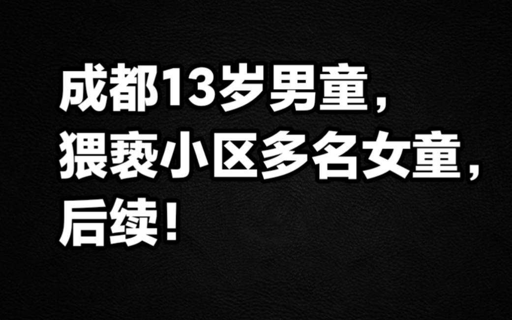 成都13岁男童,猥亵小区多名女童,后续!哔哩哔哩bilibili