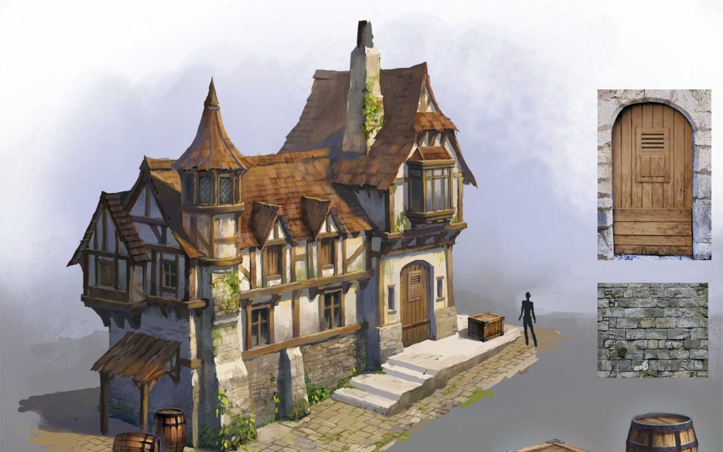 【3dmax场景建模】次时代欧式风格酒庄房子模型制作,零基础入门教程.