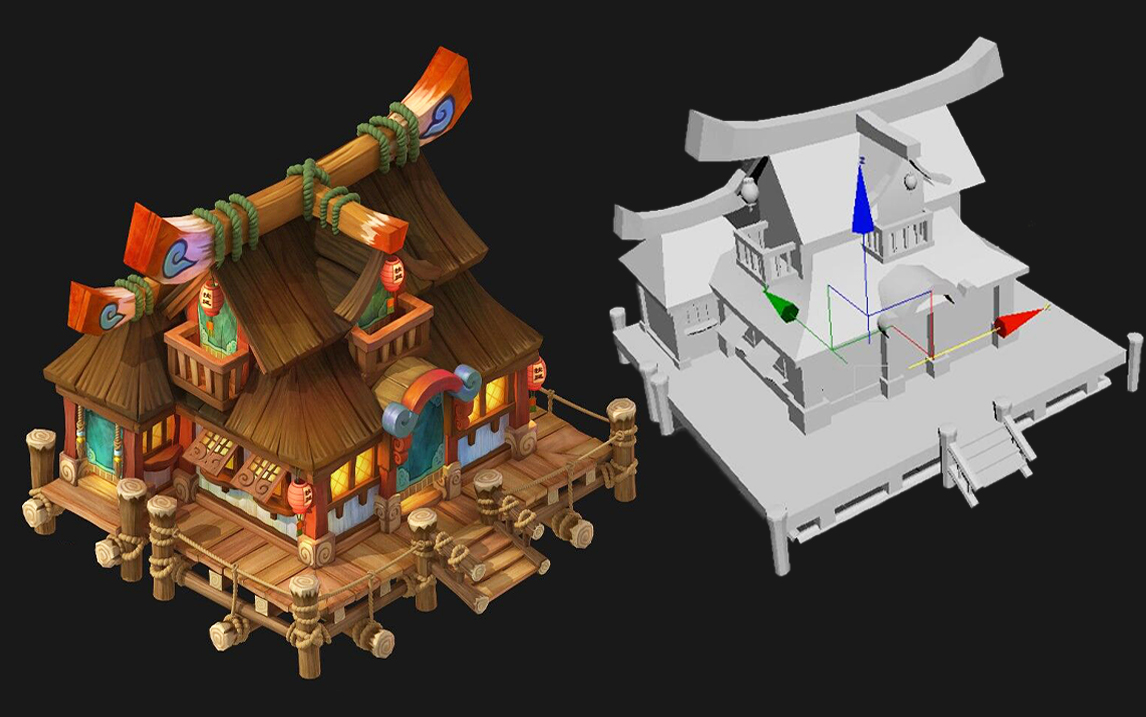 【3dmax场景建模】简单小木屋建筑模型 零基础建模案例讲解
