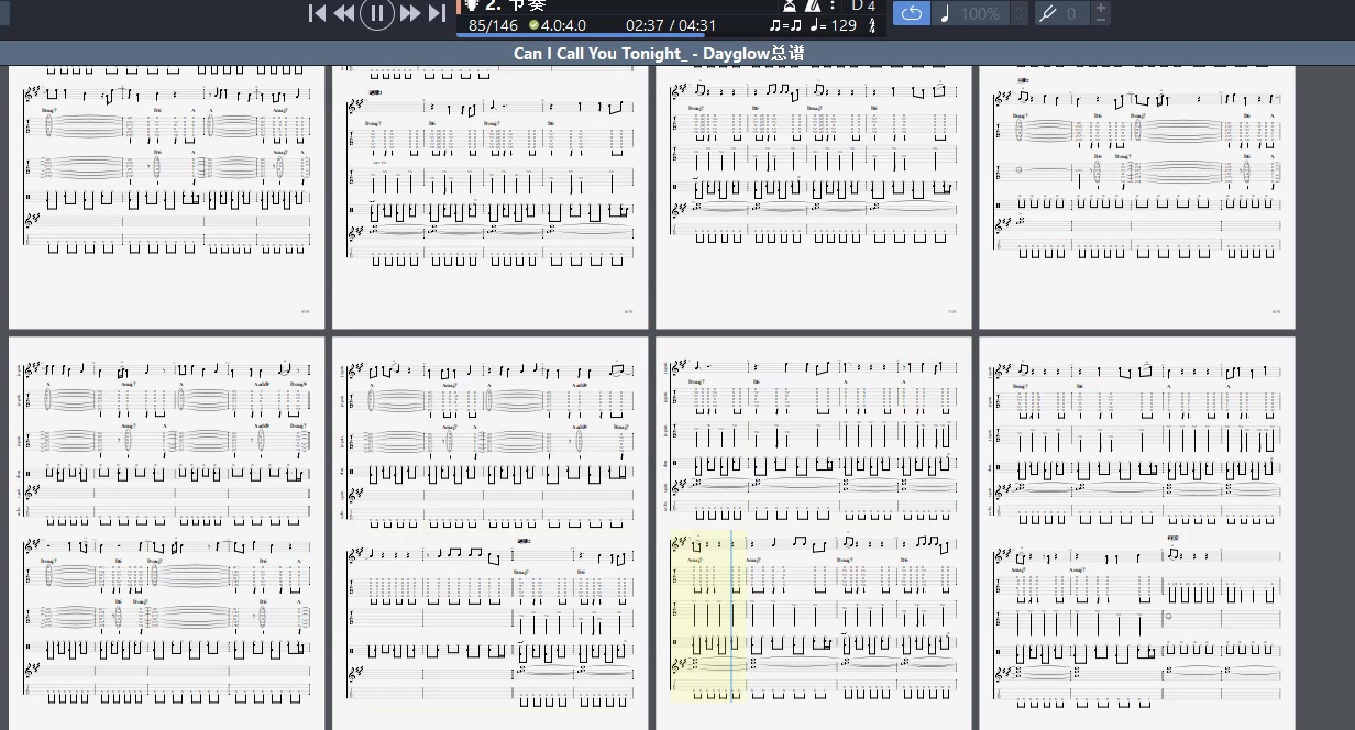 [图]【乐队总谱】Dayglow《Can I Call You Tonight》乐队总谱