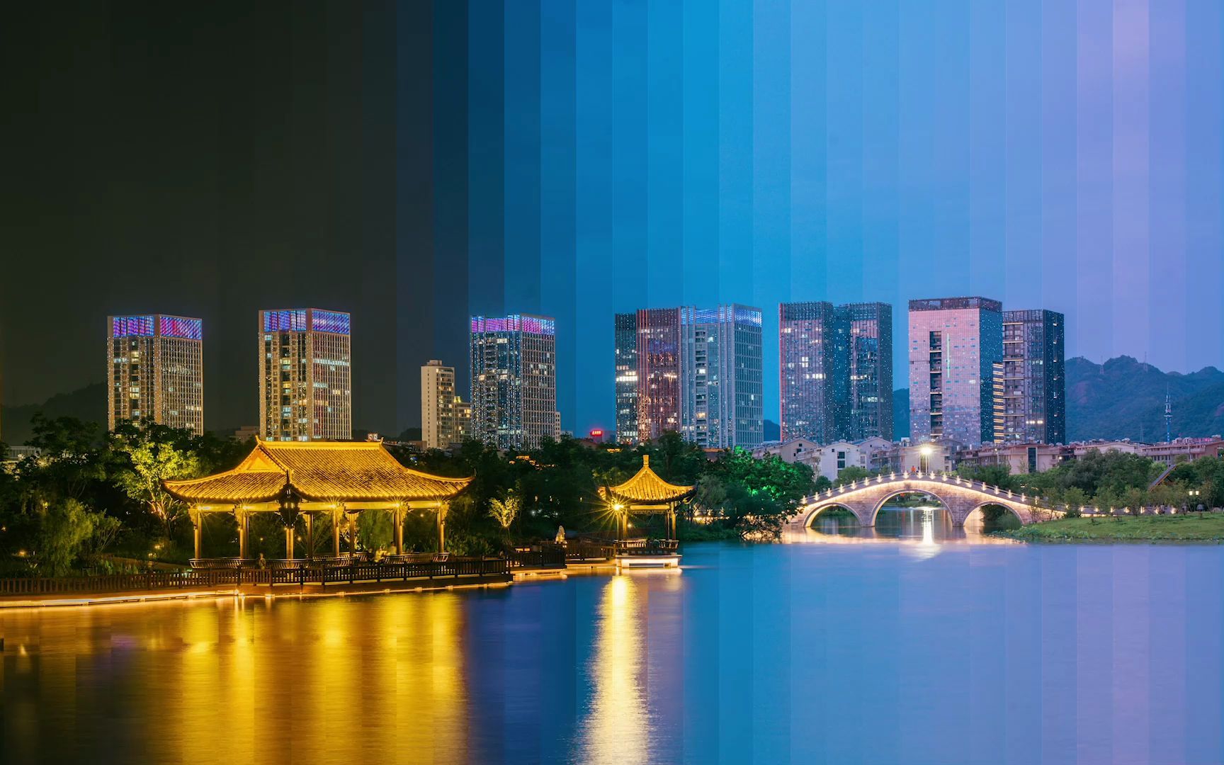 温岭九龙湖 九龙cbd延时摄影时间切片