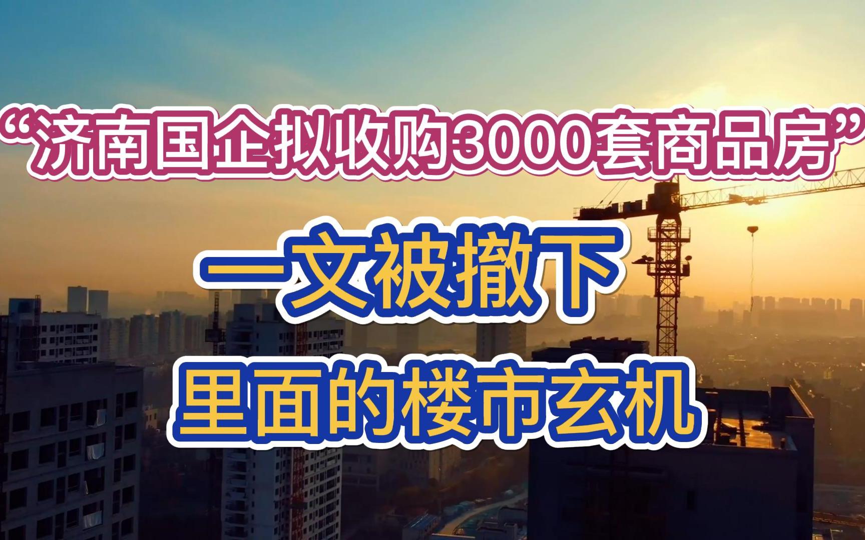 “济南国企拟收购3000套商品房”一文被撤下里面的楼市玄机哔哩哔哩bilibili