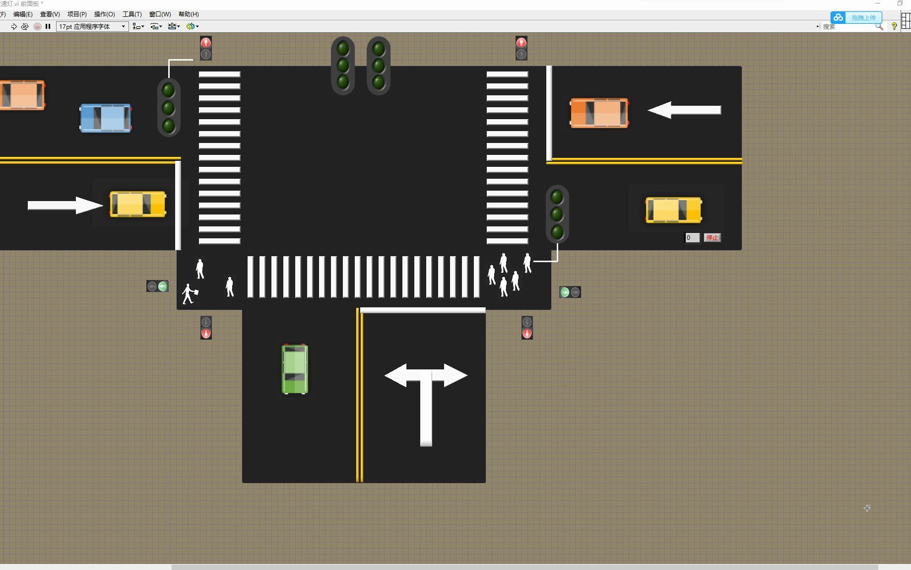 基于labview t字路口交通灯设计