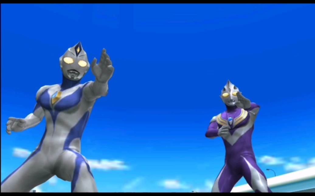 奥特曼融合激战 迪迦空中型和戴拿奇迹型一起战斗