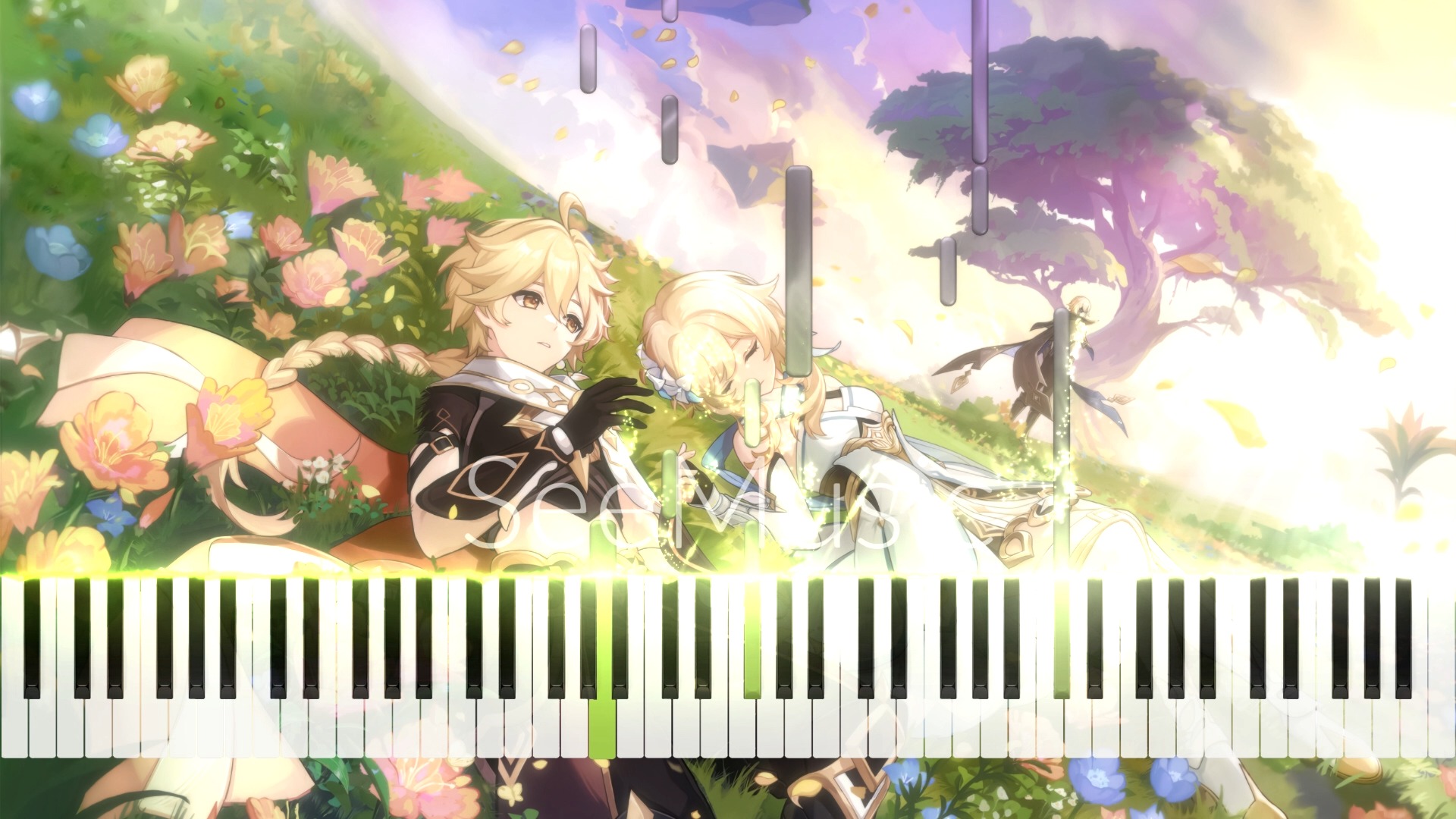 [原神主线剧情bgm] 原神 4.7版本 空荧重逢过场动画 钢琴 扒谱