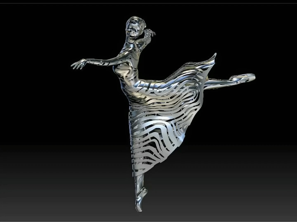 镂空芭蕾舞者,金属人物雕塑