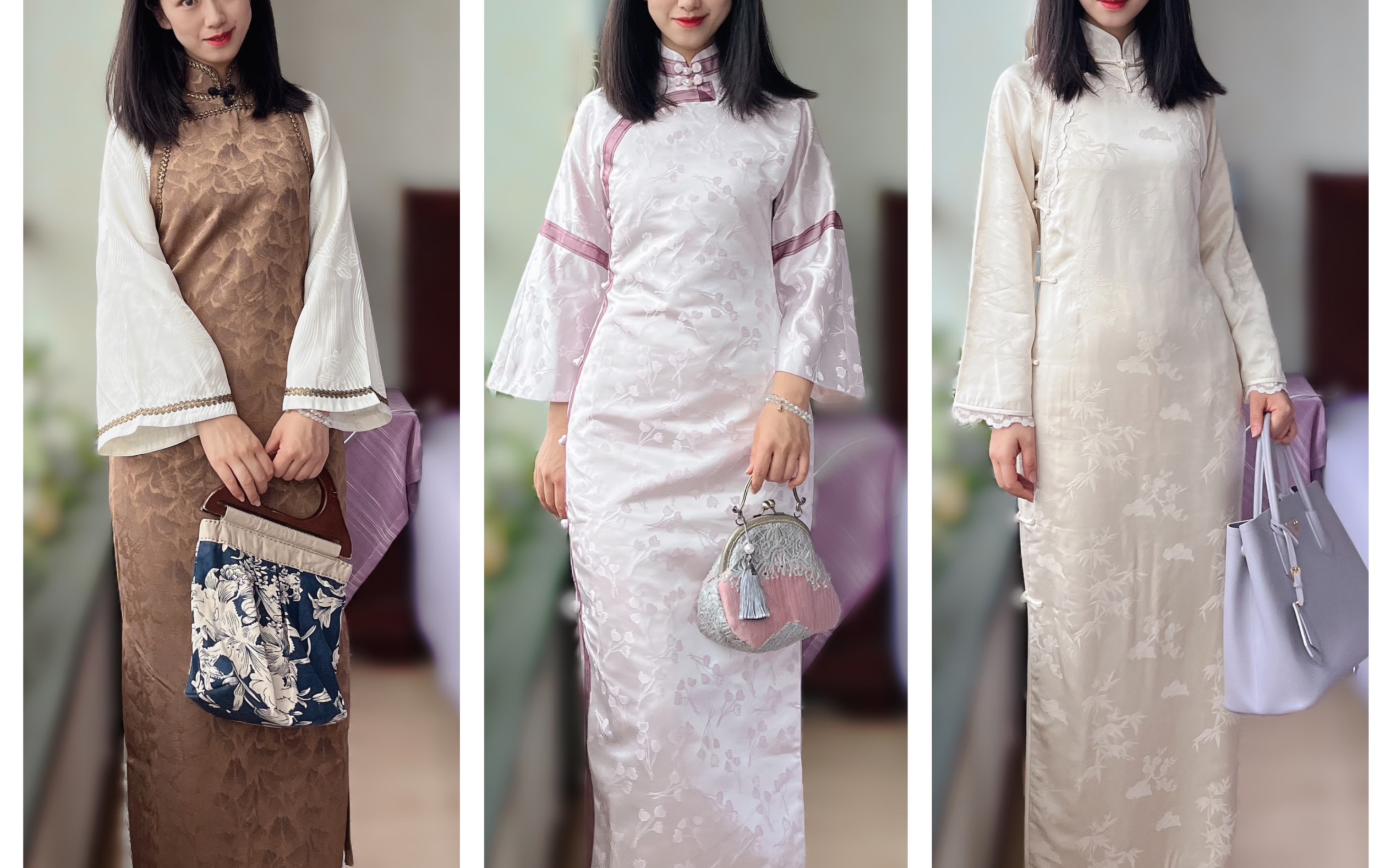 民国千金风秋冬倒大袖旗袍