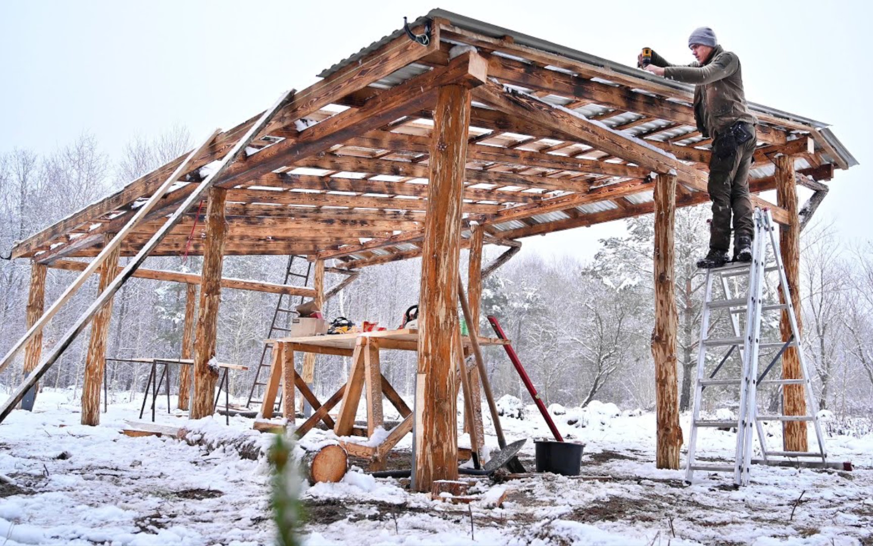 屋顶铁棚搭建方法图片图片